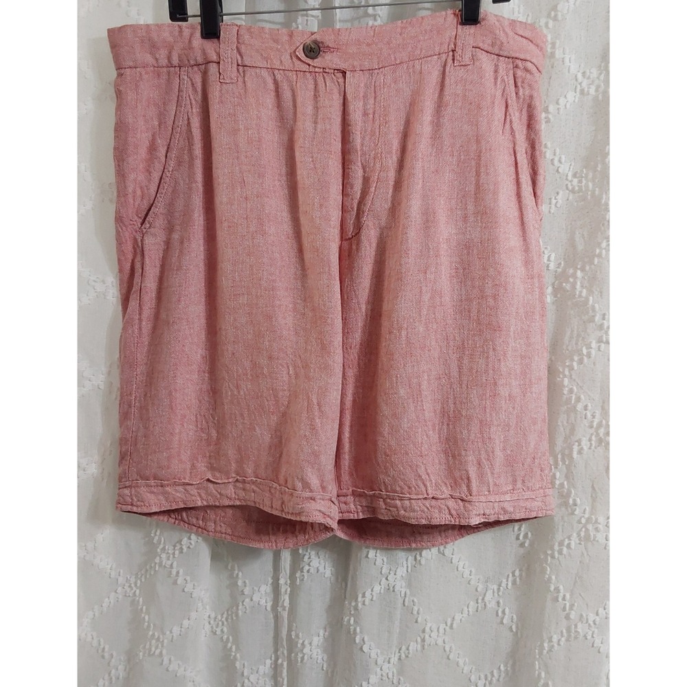 Buffalo David Bitton Mens Linen Blend Shorts Salmon Pink Size 36